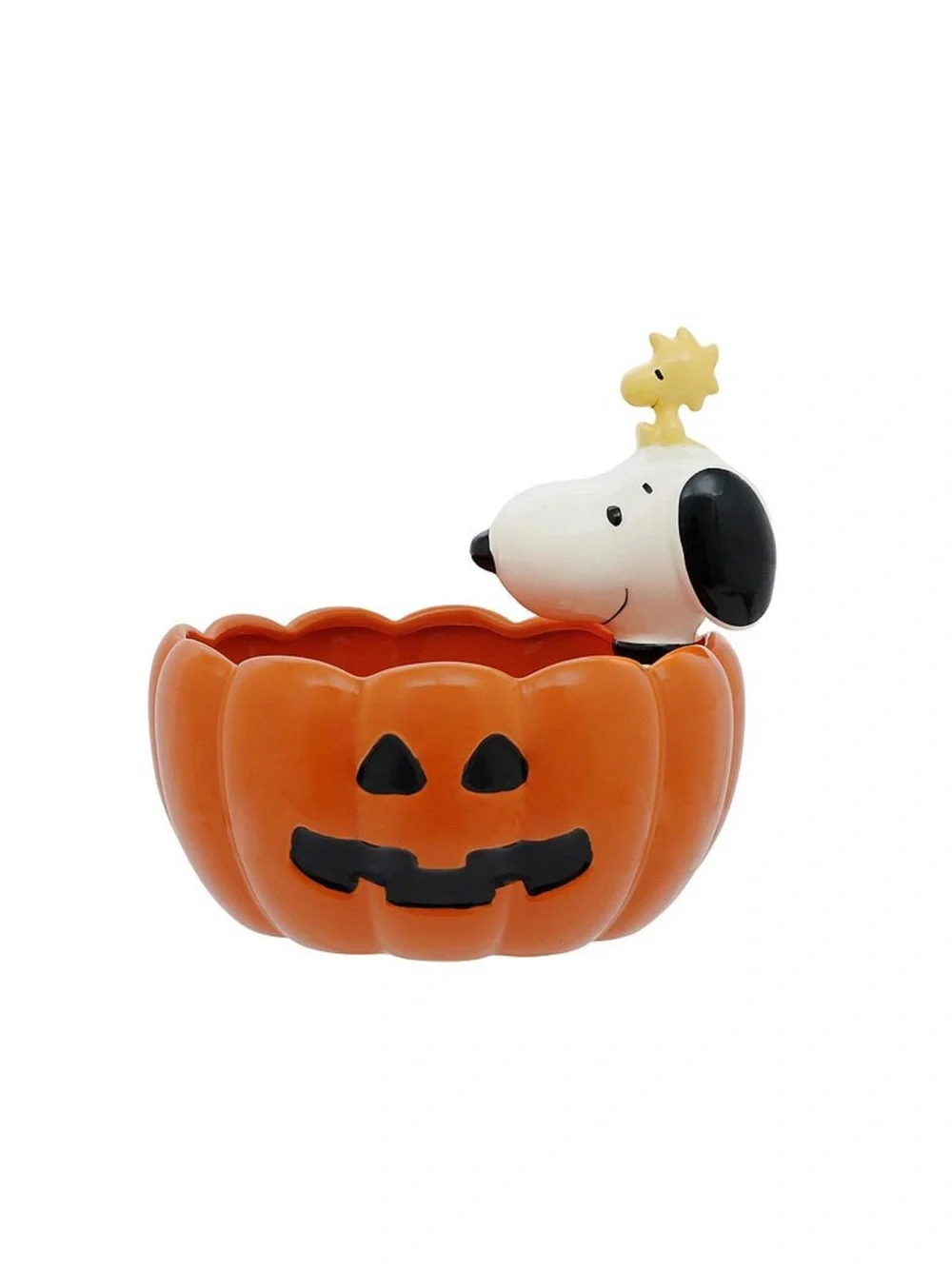 NWT- Peanuts- Snoopy & Woodstock- Large Jack-o-lantern Pumpkin Candy Bowl